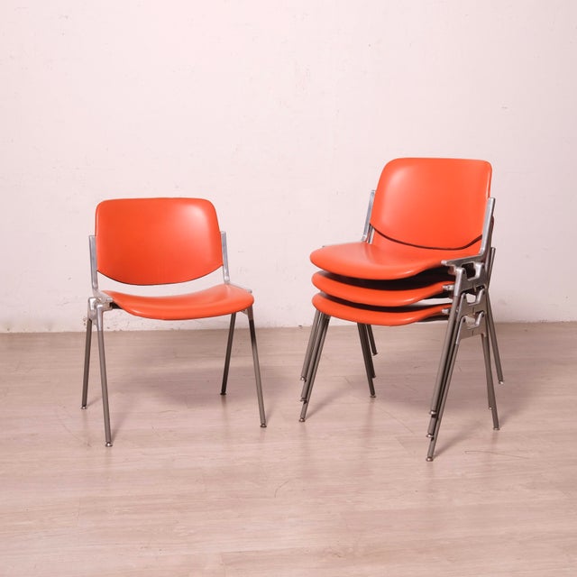 DSC 106 Chairs in Leather by Giancarco Pierretti for Jec Castelli, 1970s, Set of 4 For Sale - Image 14 of 18