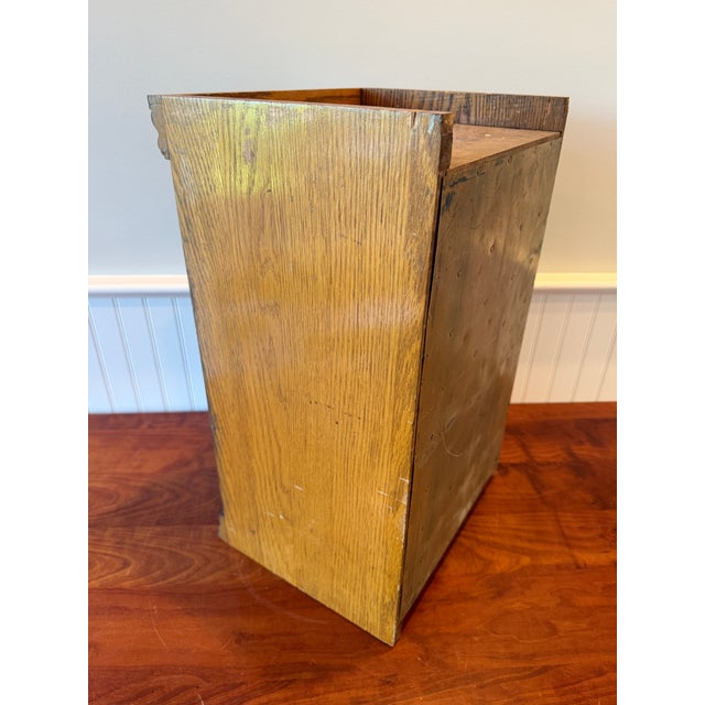 Brass Antique 32-Drawer Oak Hardware Parts Cabinet by W.C. Heller Co. For Sale - Image 8 of 17