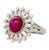 This vintage Art Deco Ballerina design ring sets a GIA certified 7.40 carat purplish red star ruby and is framed with 1.75...
