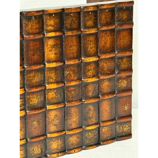 Late 20th Century Theodore Alexander Faux Book Spine Shelf Display by Turtle and Crane - English Library Trompe l'Oeil For Sale - Image 11 of 12