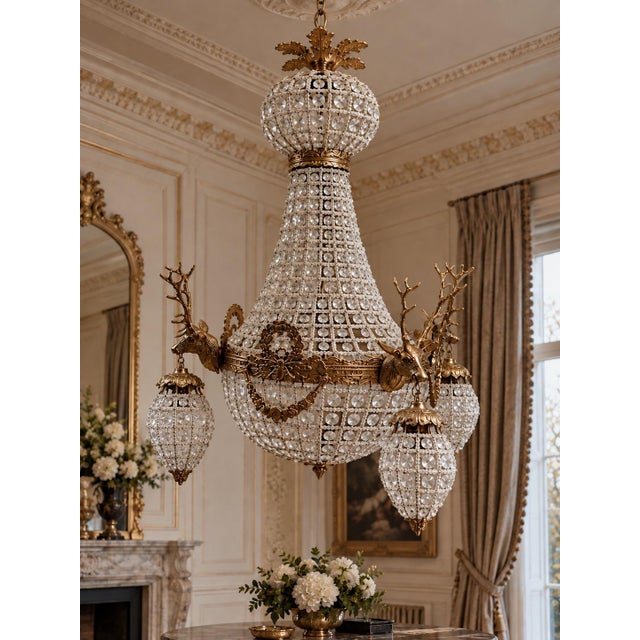 Metal Late 20th Century French Artisan Louis XVI Gold Bronze Chandelier For Sale - Image 7 of 18