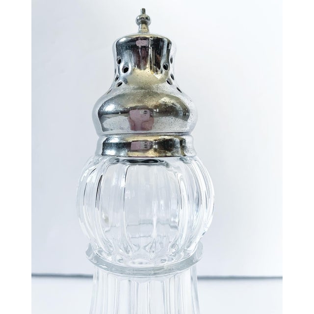 Large Vintage Cut Glass and Silver Plate Shaker Muffineer For Sale - Image 4 of 6