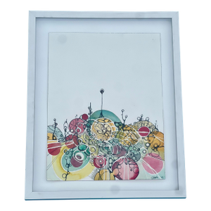 Modern Organic Watercolor Pen & Ink Signed Original 2014