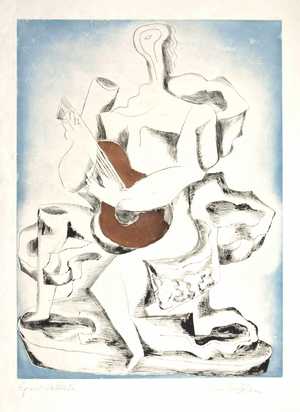 Ossip Zadkine, Guitar Player, 1962, Etching