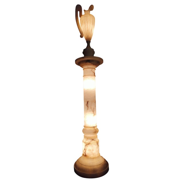 Large Alabaster Jug on Illuminated Base, 1900s For Sale