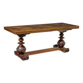 Vintage Scandinavian Carved Walnut Desk, 1920 For Sale