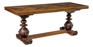 Vintage Scandinavian Carved Walnut Desk, 1920