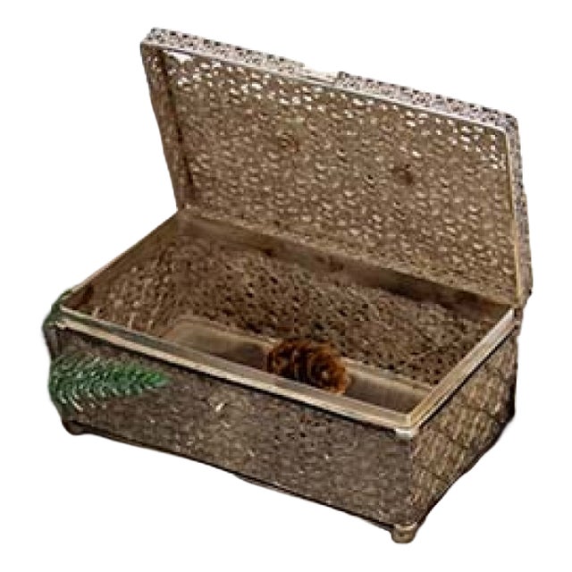 Filigree Silver Jewelry Box with Padlock and Security Key. For Sale