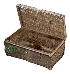 Filigree Silver Jewelry Box with Padlock and Security Key.