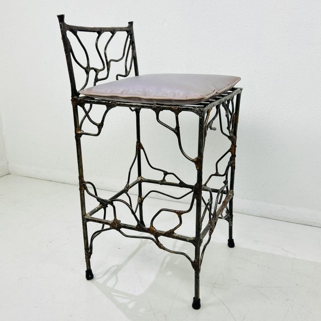 Metal 1980s Wrought Iron Vanity Stool For Sale - Image 7 of 15