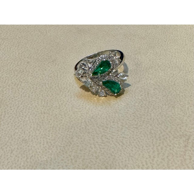 1.2Ct Finest Zambian Fancy pear Emerald & 1.3 Ct Diamond Ring, 18 Kt Gold , 7 For Sale - Image 9 of 18