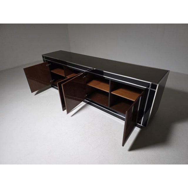Sideboard in Burl Walnut and Black Lacquer by Mario Sabot, Italy, 1970s For Sale - Image 3 of 9