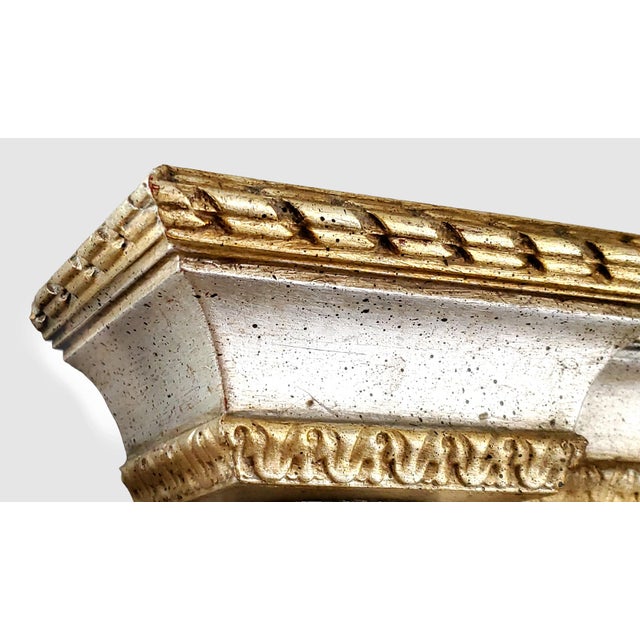 Neoclassical Silver & Gold Leaf Trumeau Wall Mirror by La Barge, Italy 1960s For Sale - Image 9 of 14