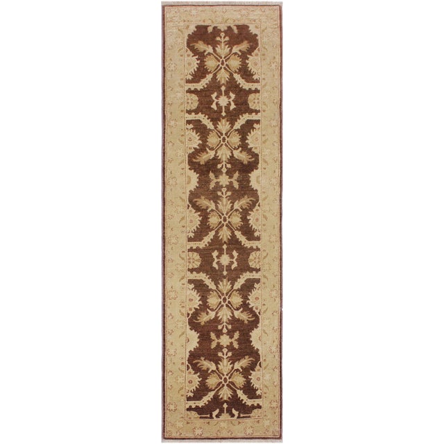 Boho Chic Ziegler 1990's Brown/Tan Wool Runner Rug- 2'6'' X 9'8'' For Sale - Image 10 of 10