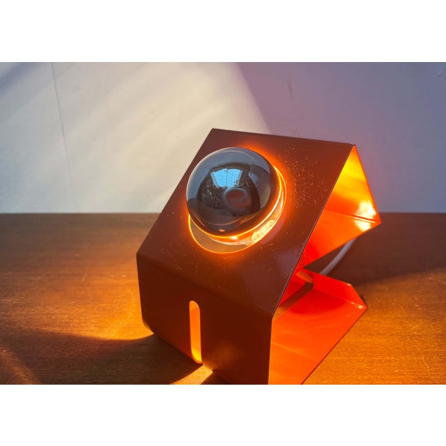 Mid-Century Modern Space Age Minimalist Orange Metal Table Lamp, 1960s For Sale - Image 18 of 18