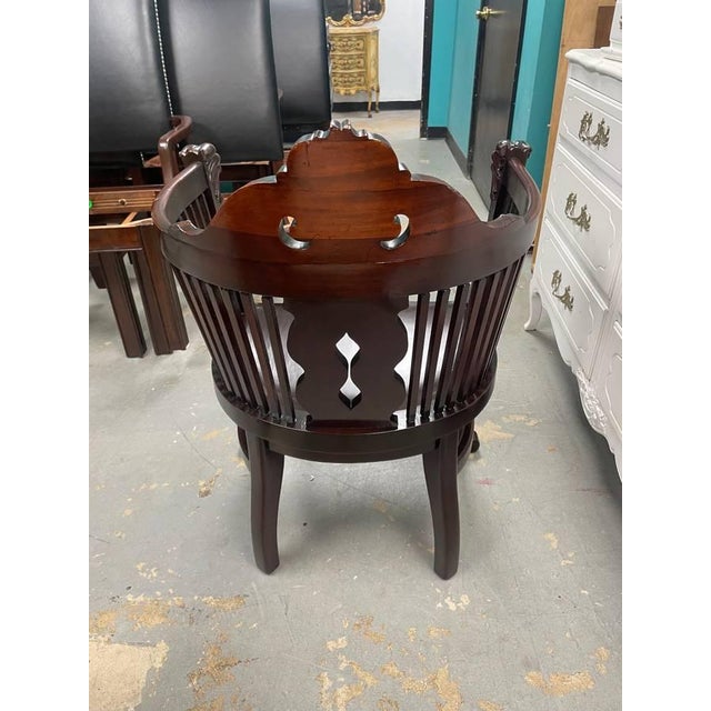 Antique Rosewood Hand Carved Armchair, Profesionally Refinished, Gargoyle Ends For Sale - Image 4 of 8