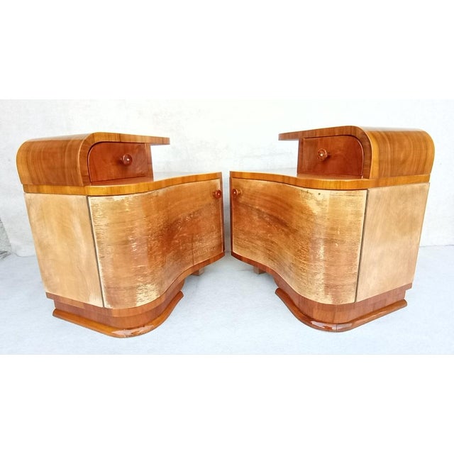 Art Deco Bedside Tables by Jindřich Halabala for Up Závody, 1940s, Set of 2 For Sale - Image 14 of 17