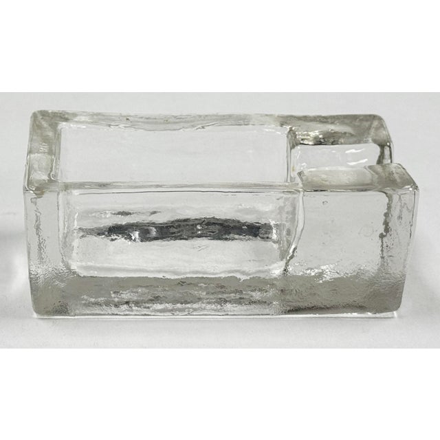 Vintage Italian MCM glass block ashtray or trinket dish. Age wear. No chips or cracks.