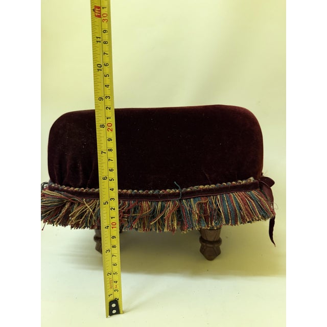 Mid 20th Century Artisan Handmade Velvet Footstool by Ingrid McKinley For Sale - Image 4 of 11