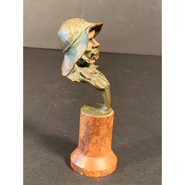 Vintage Carl Kauba Bronze Bust Sculpture of a Fisherman on a Marble Base For Sale - Image 10 of 12