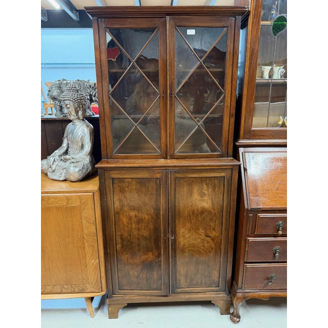 Antique Mahogany Bookcase on Cupboard, 1890s For Sale - Image 5 of 11