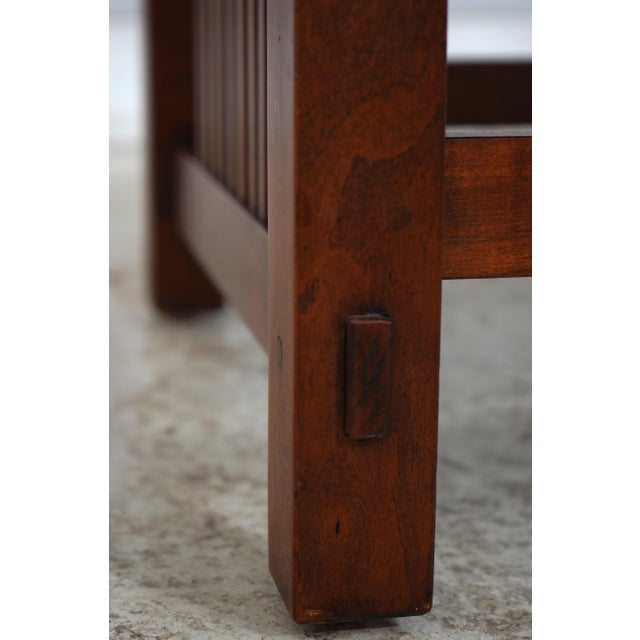 Brown Stickley Mission Cherry Leather Bench For Sale - Image 8 of 16