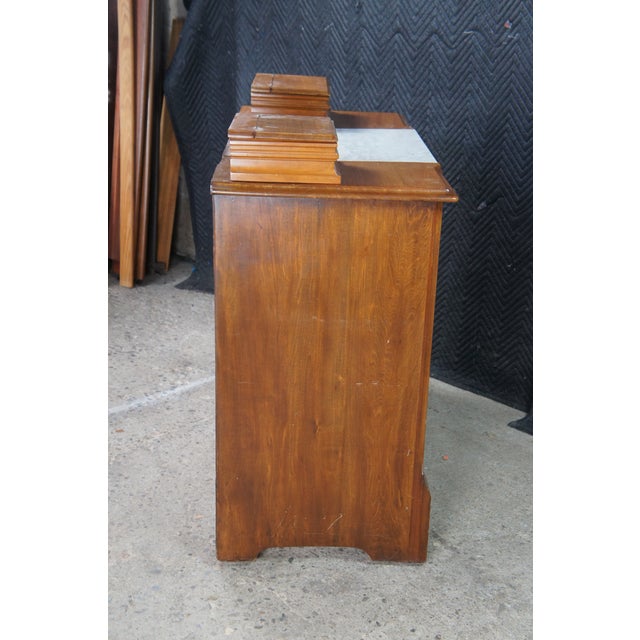 Antique Victorian Eastlake Walnut Marble Top Gentlemans Dresser Glove Box Mirror For Sale - Image 10 of 13