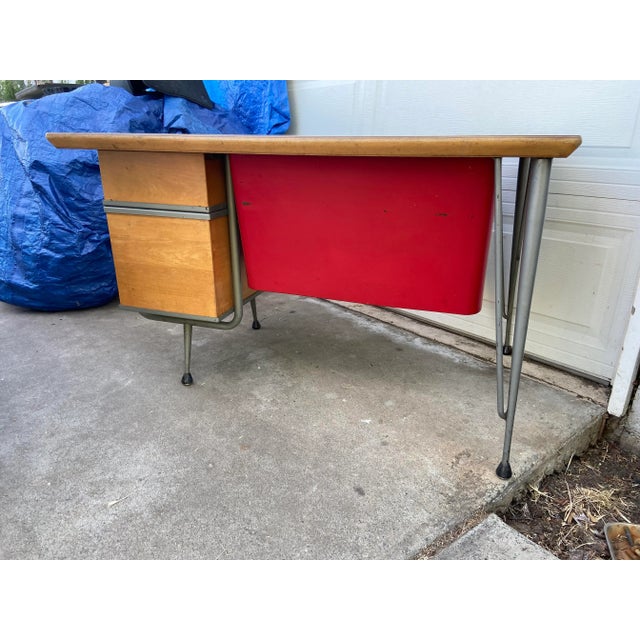 1950s Raymond Loewy for Brunswick Vintage Mid Century Modern Industrial Desk For Sale - Image 11 of 13