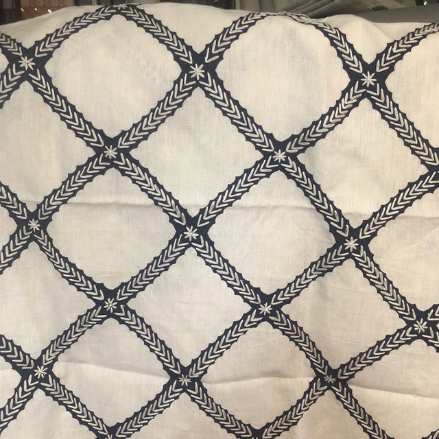 2020s Kravet White & Navy Linen Fabric- 2.25 yards For Sale - Image 5 of 5