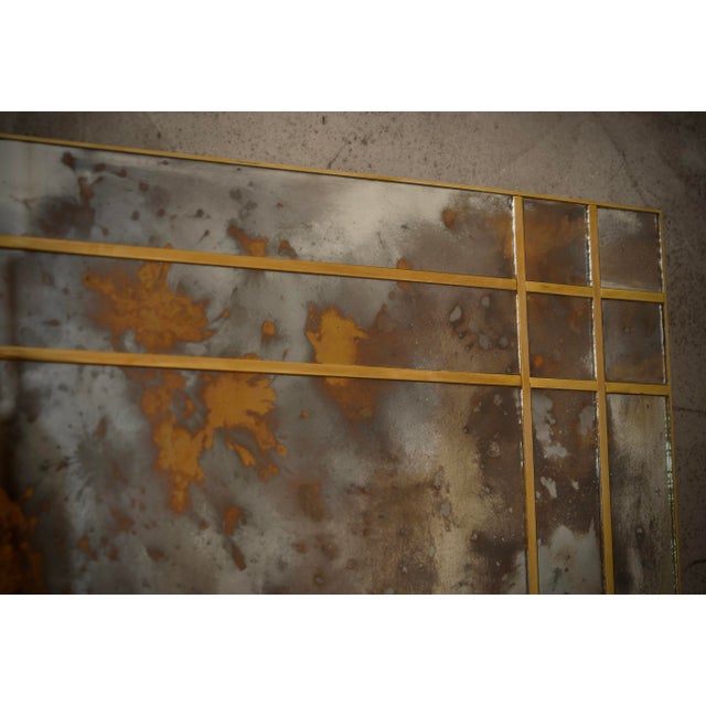 Metal Mid-Century Murano Glass and Brass Console Wall Mirror For Sale - Image 7 of 10