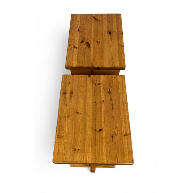 Wood Brutalist Nightstands in Pine, 1970s, Set of 2 For Sale - Image 7 of 8