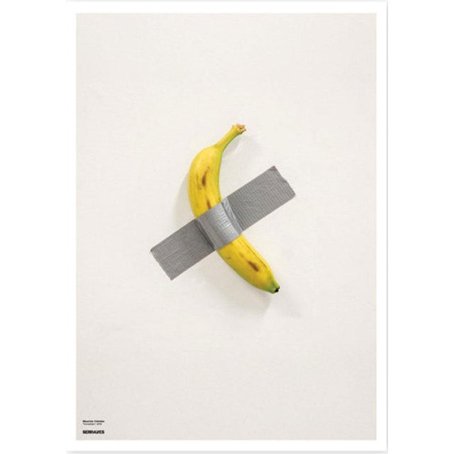 Maurizio Cattelan Comedian Official Exhibition Poster Dimensions: 19,6 x 27,5 in / 50 x 70 cm Sold unframed