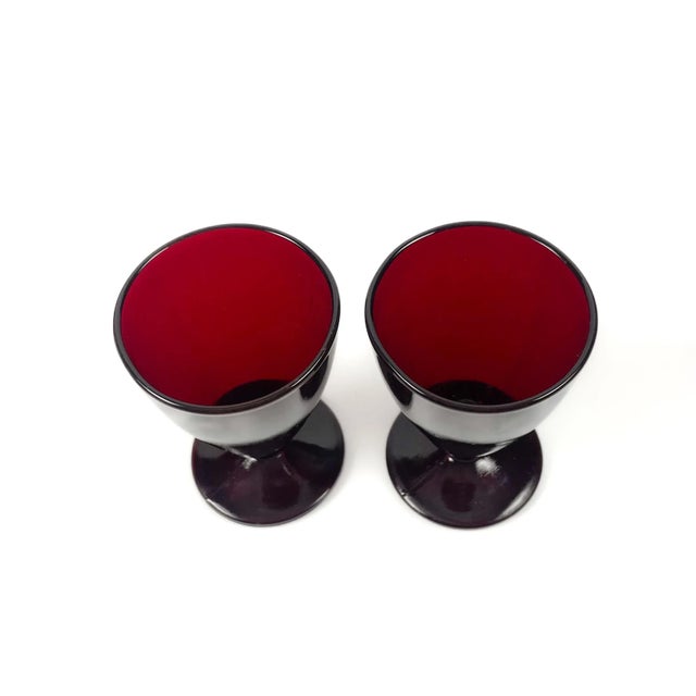 Glass Ruby Red Cordial Glasses by Anchor Hocking For Sale - Image 7 of 7