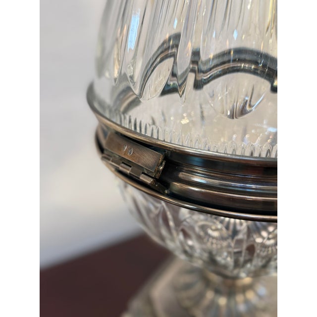 Cut Glass and Silver-Plate Egg Shaped Vessel For Sale - Image 9 of 12