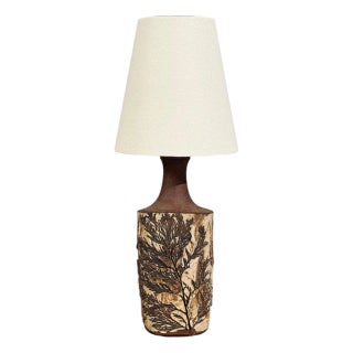 Bodil Marie Nielsen, Table Lamp, Brown Stoneware, Denmark, 1960s For Sale