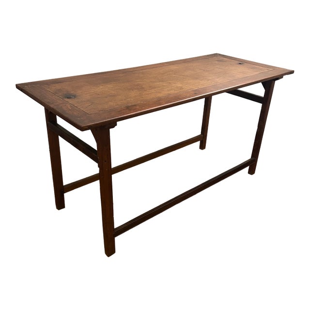Antique Rustic 31 Inch Tall Solid Hard Wood Table For Sale