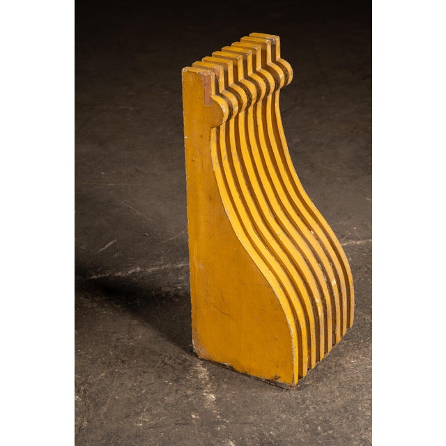 Set of Two C. 1910 Craftsman Wooden Corbels in Mustard Yellow For Sale - Image 4 of 8