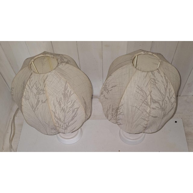 Vintage Bedside Lamps with Wooden Bases and Fabric Shades from Wigö, 1970s, Set of 2 For Sale - Image 6 of 8