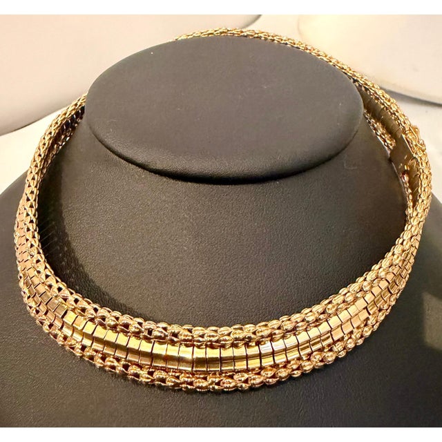 Gold Vintage 18 Karat Yellow Gold 55.5 Gm Choker Link Like Chain Unisex, 16" Necklace For Sale - Image 8 of 18
