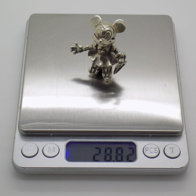 Vintage Italian Handmade Genuine Silver Minnie With Umbrella Character Figurine Sculpture, Made in Arezzo (Ar, Tuscany) For Sale - Image 9 of 10