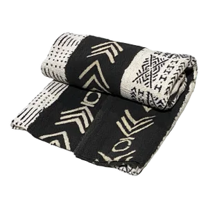 African Black and White Mud Cloth Textile Mali 62" by 38"