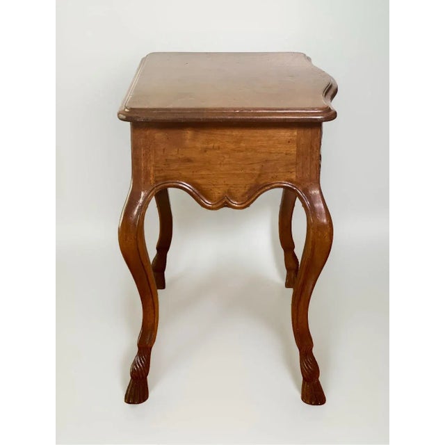 19th C. French Provincial Louis XV Style Carved Walnut Side Table With Drawer For Sale - Image 10 of 12