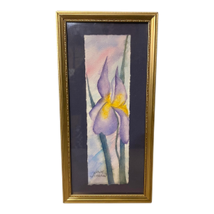 Purple Iris by Janie Johnson Original Watercolor Framed