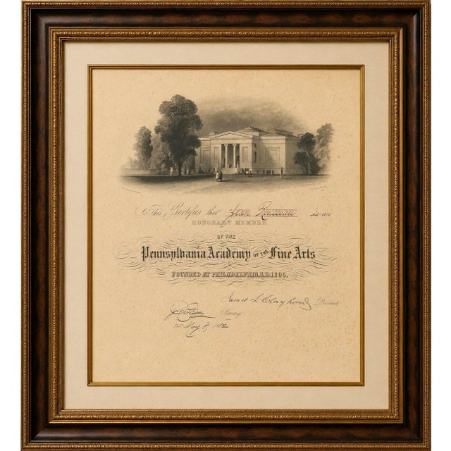 Title: Pennsylvania Academy of the Fine Arts Honorary Membership Certificate, Original 1852 : An original nineteenth-...
