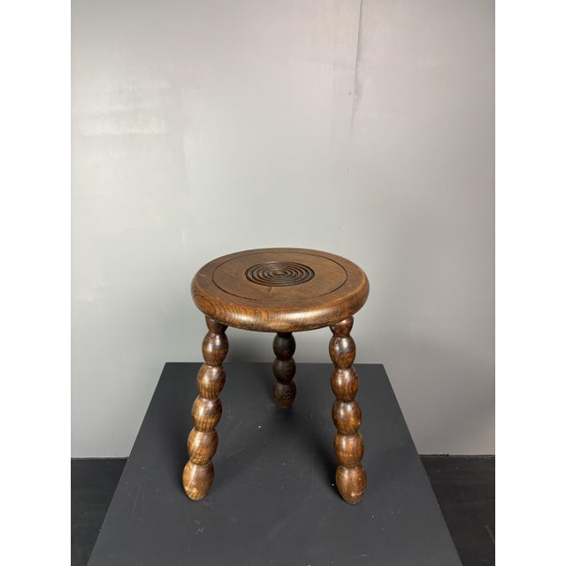Mid-Century Turned Wood Bobbin Stool in the style of Charles Dudouyt, France, 1950s For Sale - Image 9 of 15