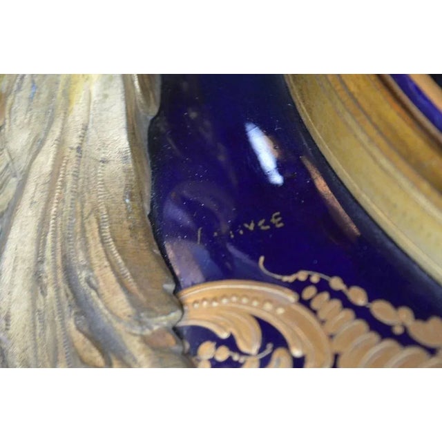 Late 19th Century Oversized French Blue Royal Hand-Painted Sevres Lidded Vase For Sale - Image 9 of 11