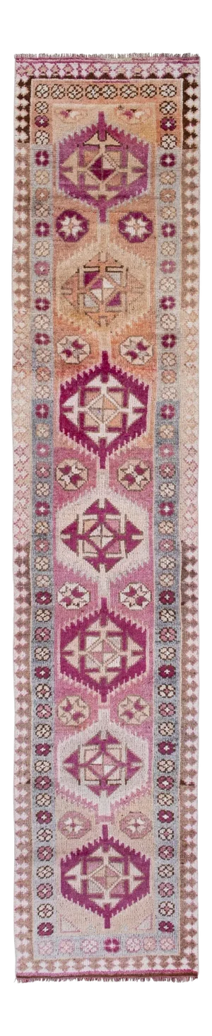 Handnotted Turkish Kurdish Herki Runner Rug 2'7" X 13'2"