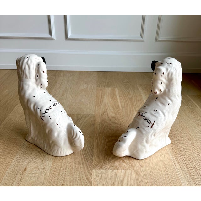 White Vintage William Kent Staffordshire Ware Copper-Luster Spaniel Dogs, Pair For Sale - Image 8 of 10