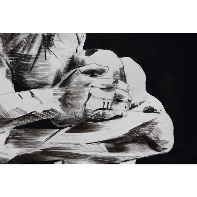 Christian Bauer, Introverted Male Nude, 1990s, Ink & Pencil For Sale - Image 9 of 13