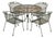 Vintage Wrought Iron Round Patio Table And Four Chairs Set For Sale
